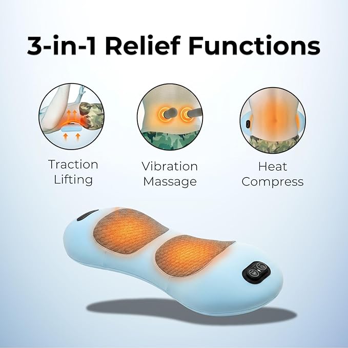 Original Therava 3-in-1 Back Massager with Traction Lift Heat &amp Vibration Massage | Lower and Upper Back Relief and Muscle Relaxation