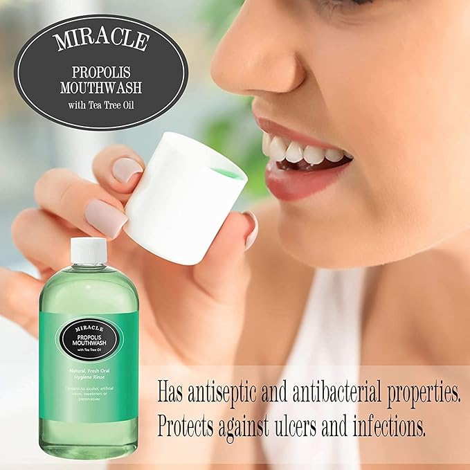 Miracle Propolis Oral Care Bundle with Mouthwash and Toothpaste 16 oz and 6.4 oz Fluoride-Free