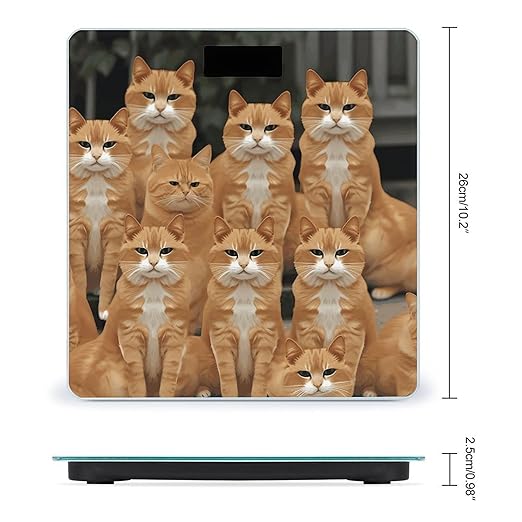 Orange Cats Weight ScaleClear LED Display Bathroom Digital Weighing ScaleTempered Glass Digital Bathroom Scale for Body Weight Capacity Up to 400 Lbs
