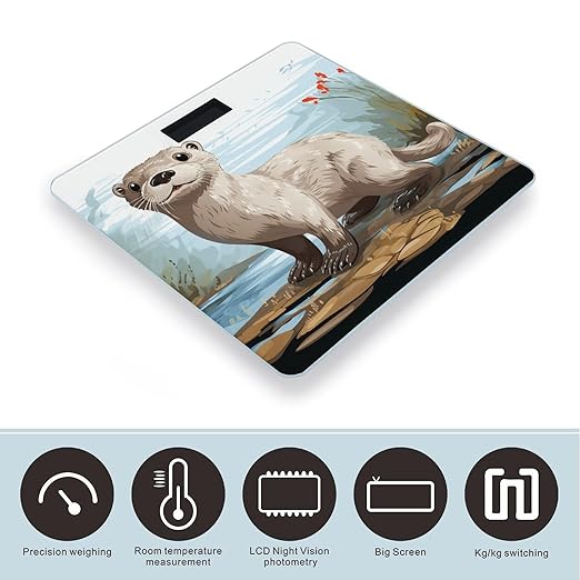 Otter Bathroom Scale Ultra-Bright Liquid Crystal Screen Weight Scale Accurate Bathroom Body Scales for Body Weight Bathroom Pet Home Bedroom Gift-Giving