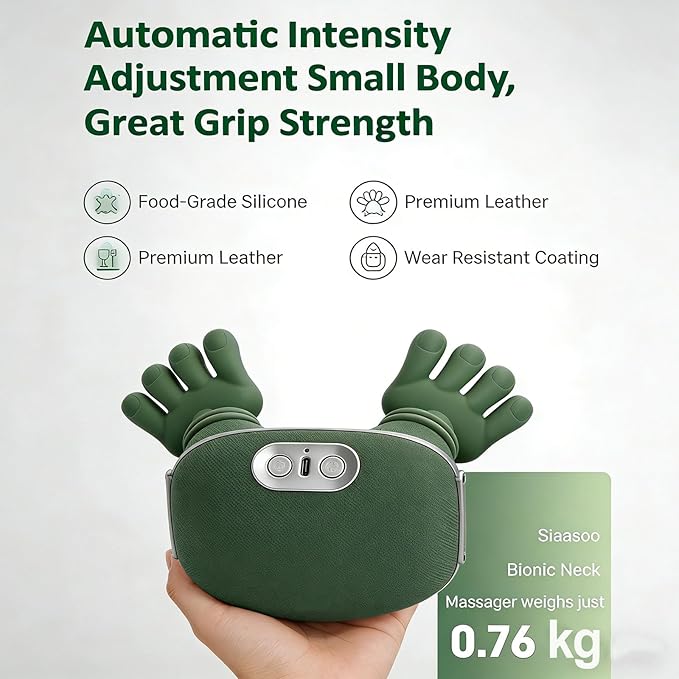 4D Neck Massager with Heat Human-Like Shiatsu Electric Shoulder and Back Massager Wireless Portable for Cervical Pain Relief Rechargeable for Home Office Travel