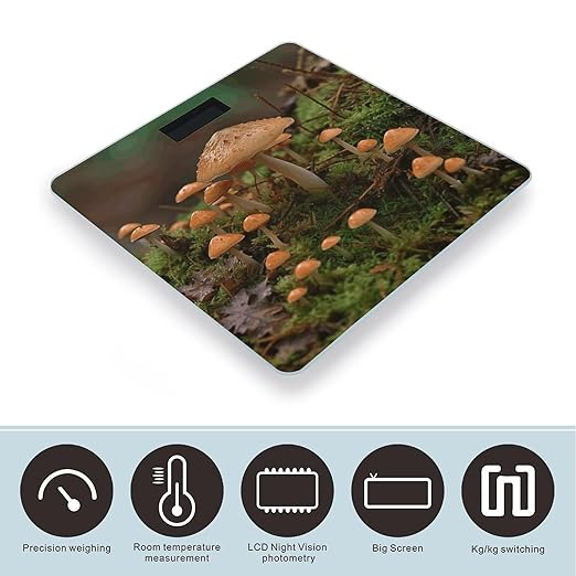 Wild Mushroom Digital Bathroom Scale for Body Weight Weighing Scale with Backlit LCD Display High Precision Measurements &amp Measures Weight Up to 180kg