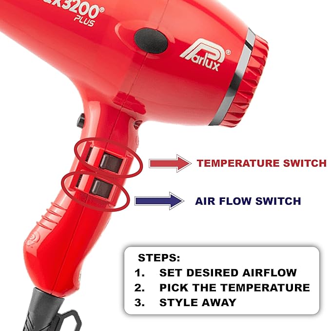 Parlux 3200 Plus Fuchsia Hair Dryer + M Hair Designs Metal Mesh Diffuser (Bundle) – Professional Ionic Blow Dryer for Fast Drying Frizz Control &amp Voluminous Styling