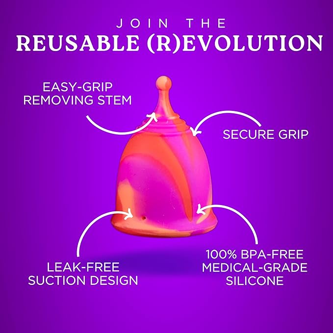 Reusable Menstrual Cup -100% Medical Grade Silicone - No Metals or Toxins - Soft &amp Comfortable Period Care - Leak Free - 10 Hours of Protection -Size B-Minted