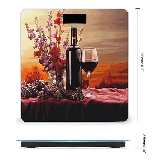 Red Wine Flower Weight Scale Large Bathroom Scales Digital Weight with Bright LED Display Non Slip Automatic Weighing Scale Fashion Weighing Machine for Body