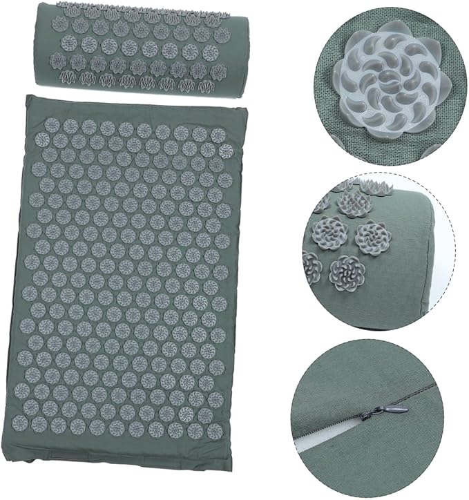 Veemoon Shiatsu Acupressure Massage Mat Practical Massage Pillow Set with Bag for Home Relaxation and Back Therapy