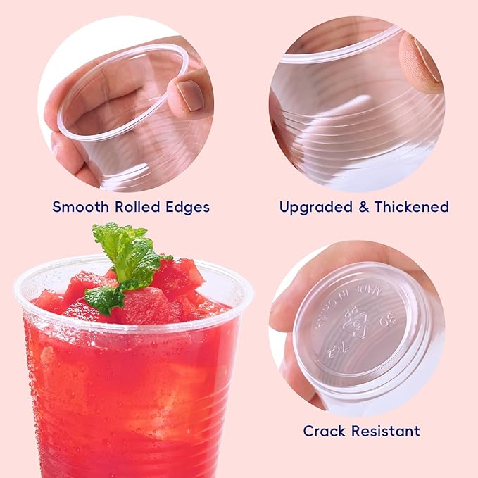 JOLLY CHEF 𝟔𝟎𝟎 𝐏𝐚𝐜𝐤 7 oz Clear Plastic Cups7 Ounce Disposable Cups for PicnicTravel HalloweenChristmas Party and Events