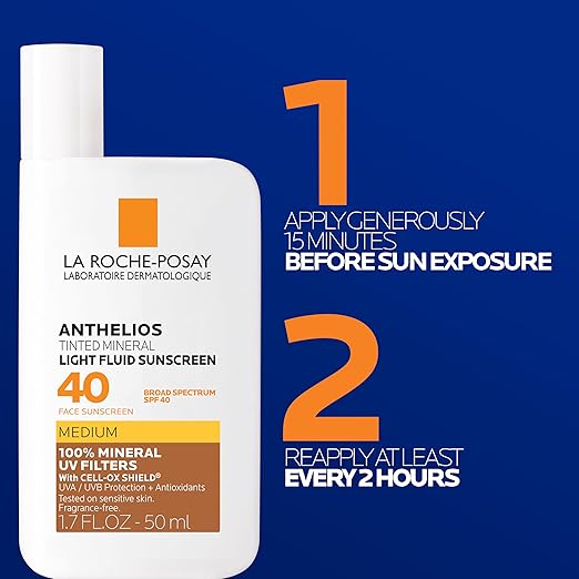 La Roche-Posay Anthelios Sunscreen SPF 40 Ultra-Light Fluid Broad Spectrum SPF 40 Face Sunscreen with Titanium Dioxide Mineral Lightweight &amp Fast-Absorbing Oil-Free Matte Finish