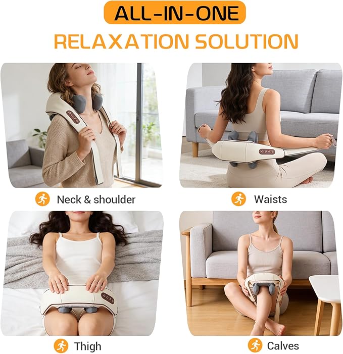 Neck Massager with Heat Therapexa Neck Massager &amp Shoulder6D Deep Kneading Shiatsu Massager for BackShoulder &amp Leg Pain Relief(Grey)