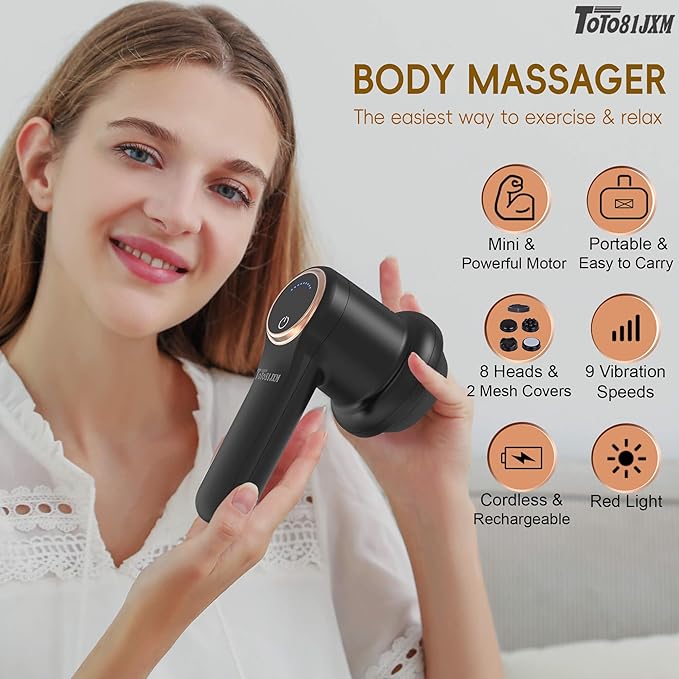 Handheld Cellulite Massager Body Sculpting Machine Lymphatic Drainage Device Lipo Massage Roller for Stomach Belly Butt Arms Legs Vibrating Massage Home Use Cordless &amp Mini (Black)
