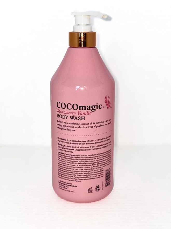 STRAWBERRY VANILLA BODY WASH INFUSED WITH NOURISHING COCONUT OIL AND BOTANCAL EXTARCT 32 FL OZ