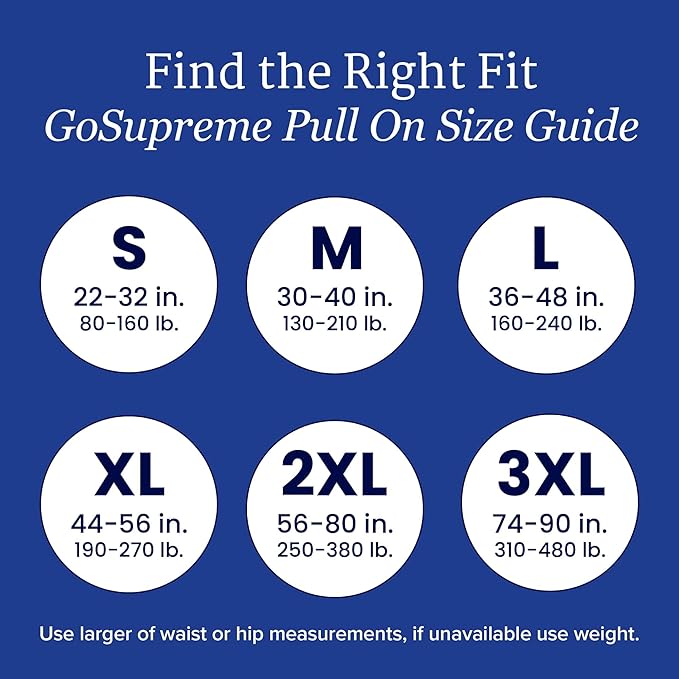 NorthShore GoSupreme Overnight Pull-On Underwear 8-Hour Leak Protection Large 56-Count Case Black (36-48 in Waist) Unisex Adult Diapers