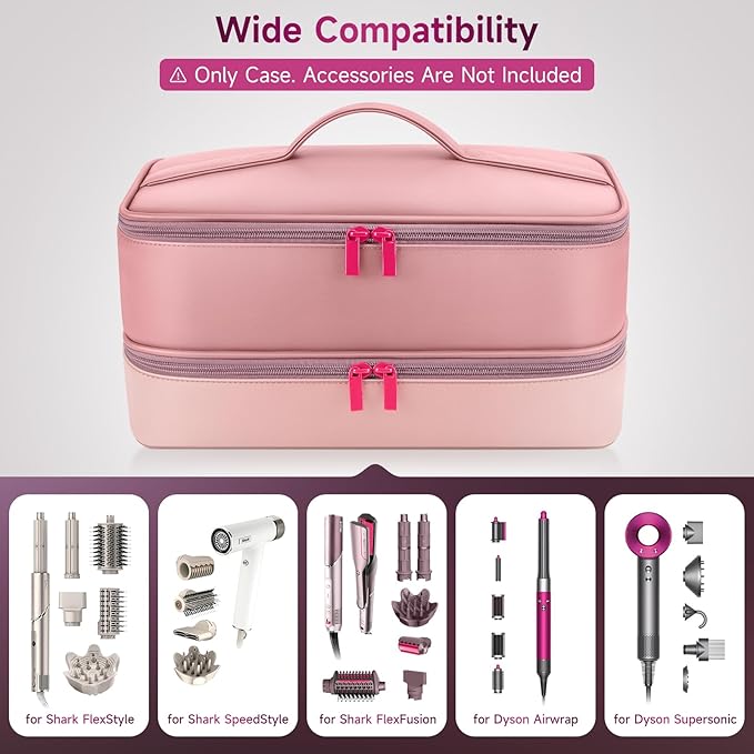 Adworte Travel Hair Dryer Case for Shark FlexFusion Portable Hair Tools Bag Double-Layer Storage Carrying Case for Shark FlexStyle Blow Dryer FlexFusion &amp Fusion Air Straightener Attachments Ho