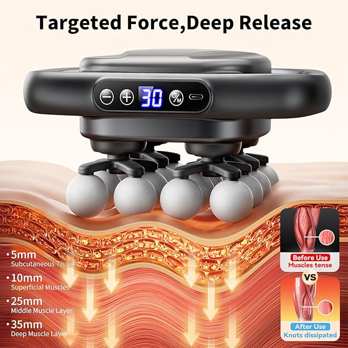 Mini Massage Gun 2026 Upgrade Portable Deep Tissue Massager with 16 Heads &amp 3 Modes 30 Intensity Levels Ultra-Quiet for Neck Back Legs Pain Relief Ideal for Women Travel Home &amp Office