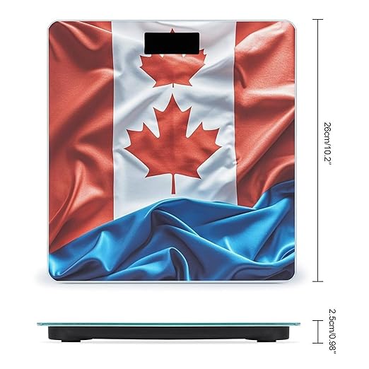 Retro Canada Flag Smart Scale for Body Weight Accurate Bathroom Scale with LED Display Digital Weight Scales Weighing Machine High Precision Scales for Bath Home