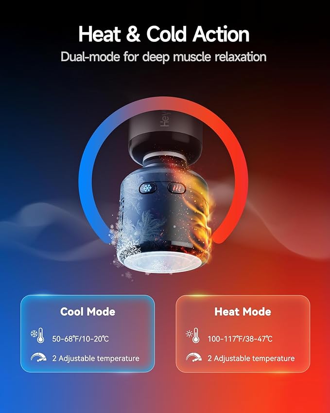 Mini Massage Gun with Heat and Cold Deep Tissue Massage Gun Portable Percussion Muscle Massager with 4 Massage Heads for Athletes