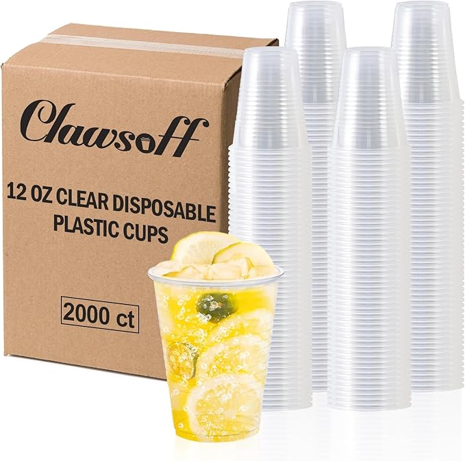 1000 Pack 12 oz Clear Plastic Cups12 Ounce Disposable Drinking Cups for PartyDisposable Coffee CupsEvents