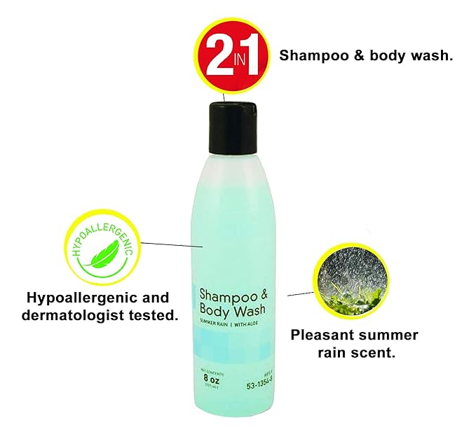 McKesson Skin and Hair Cleanser 8 oz. Case of 48 Shampoo &amp Body Wash with Lanolin Aloe Vera and collagen. Skin care solution for showers or baths. Natural conditioners &amp Pleasant Summer Rain