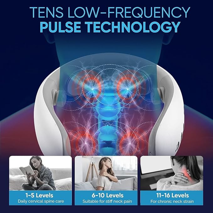 Neck Massager for Pain Relief Smart Electric Pulse Neck Massager with Heating Portable Deep Tissue Neck Massager Gift for Women Men