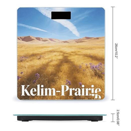 Kelim - Prairie Smart Scale for Body Weight Digital Bathroom Scale Toughened Glass Weight Scale with Large LCD Backlight Display High Precision Scales Weighing Machine