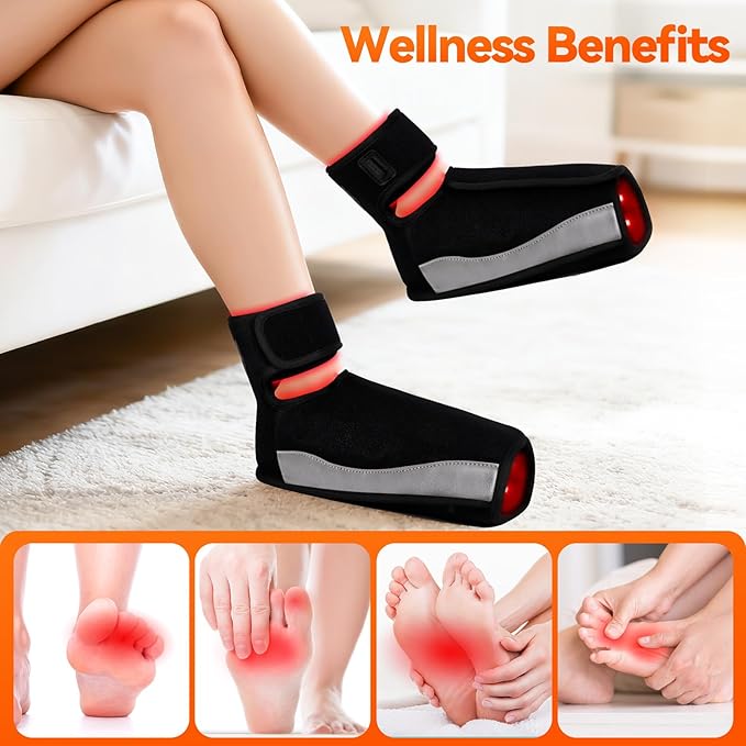 Red Light Therapy for Feet Infrared Light Therapy Feet Wrap with 660nm 850nm Near Infrared 5 Adjustable Brightness Timer 3 Modes for Foot Ankle Heel Up to Foot Size 12 Gift for Women Men