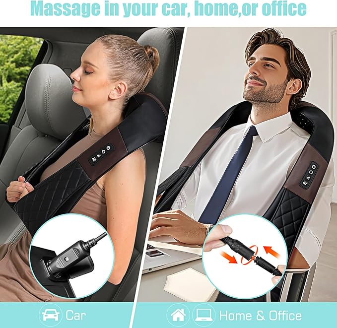 Shiatsu Neck and Back Massager with Heat Electric Deep Tissue 4D Kneading Massage Pillow for Shoulder Leg Body Muscle Pain Relief - Best Gifts for Women Men Mom Dad
