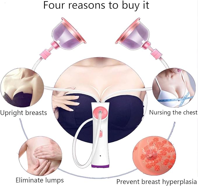 Electric Breast Nipple Massager | Negative Pressure Vacuum Breast Cup | Liposuction Device for Chest Enlargement Enhance | Anti-Sagging Firming Breast Blood Circulation (12.5cm)