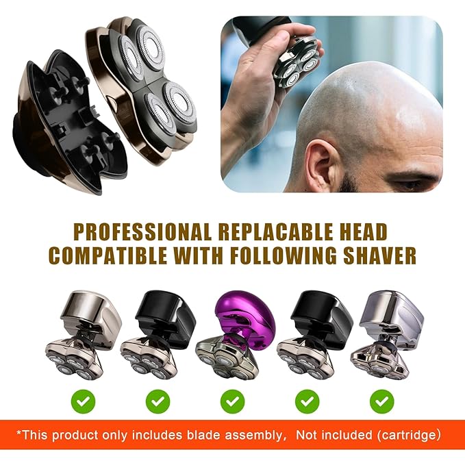 Shaver PRO 4 Head Replacement Blades - Compatible with Skull Shaver Pitbull Butterfly Kiss Pro &amp Palm Shaver - Electric Shaver &amp Head Shaver Blade for Bald Head Shavers for Men/Women(3 Packs)