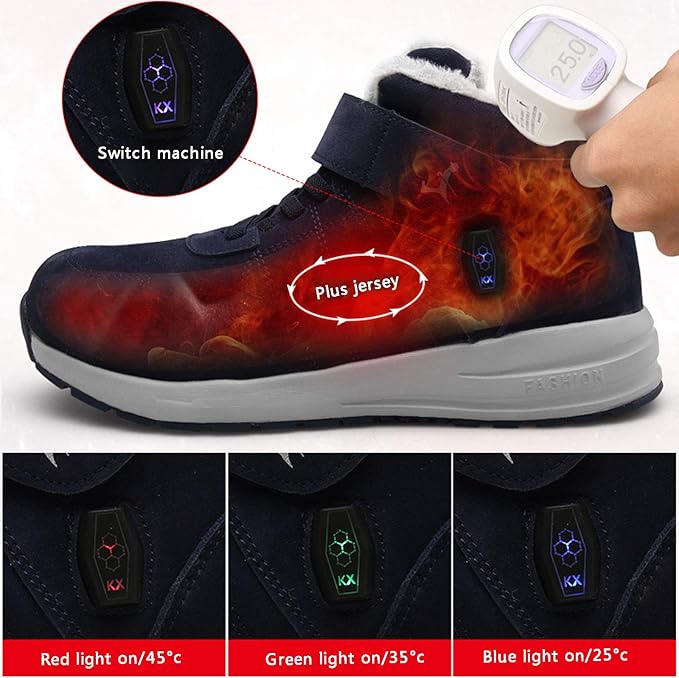 Electric Heated Shoes Comfortable Foot Warmer Shoes Charging Electric Heating Shoes with 3 Temperature Settings and Remote Control for Feet Cold Relief WinterClaretFemale 35