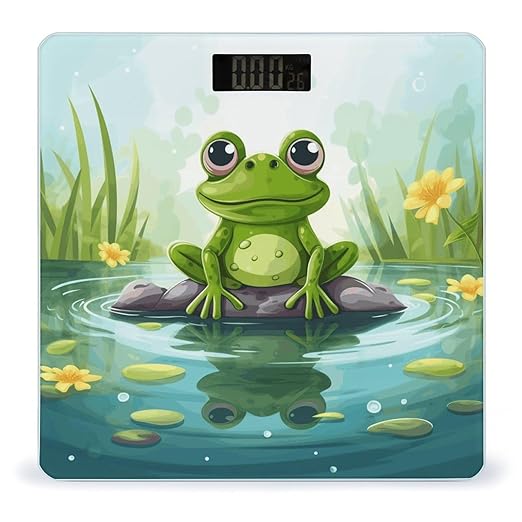 Frog in A Pond Scale for Body Weight High Precision Digital Weight Scales with LCD Display Anti-Slip Sturdy Slim Tempered Glass Bathroom Scale for Home Use