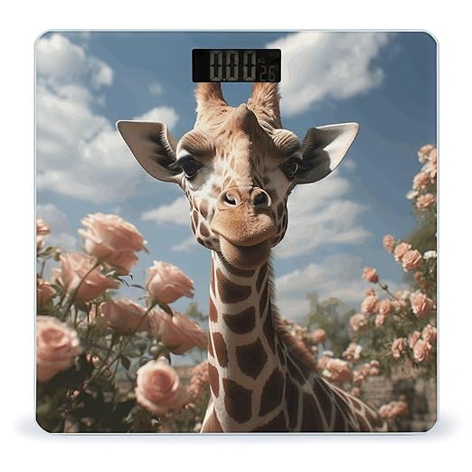 Digital Bathroom Scale for Body Weight Scale with Bright LCD Display High Accuracy Step-On Technology Auto On/Off Beautiful Giraffe Digital Scales 400 Lbs /180kg