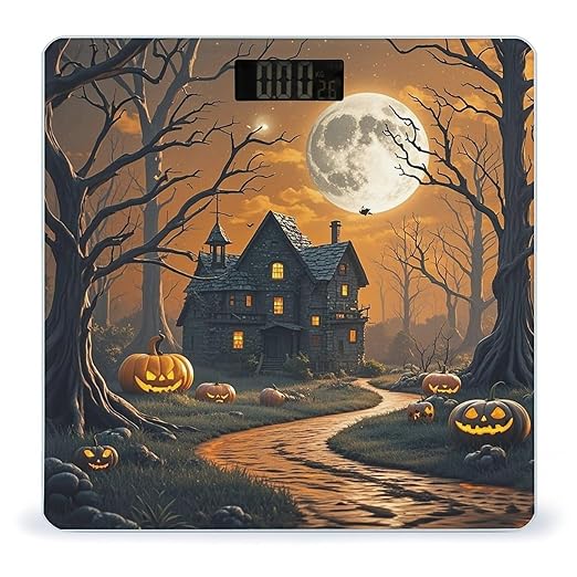 Spooky Halloween Scale for Body Weight Highly Accurate Digital Bathroom Body Scale Digital Bathroom Scales for People Anti-Slip Large LCD Display Smart Scales