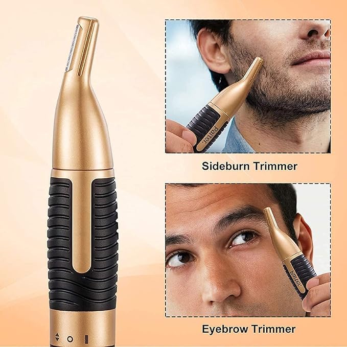 Nose Hair Trimmer Ear and Nose Trimmer Electric Professional Eyebrow Trimmer Nose Hair Remover with Removable Cutter Head for Men and Women Battery Powered(Gold)