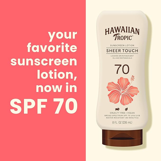 Hawaiian Tropic Sheer Touch Ultra Radiance SPF 50 Twin Pack &amp SPF 70 Sunscreen Lotion Bundle | Hawaiian Tropic Sunscreen