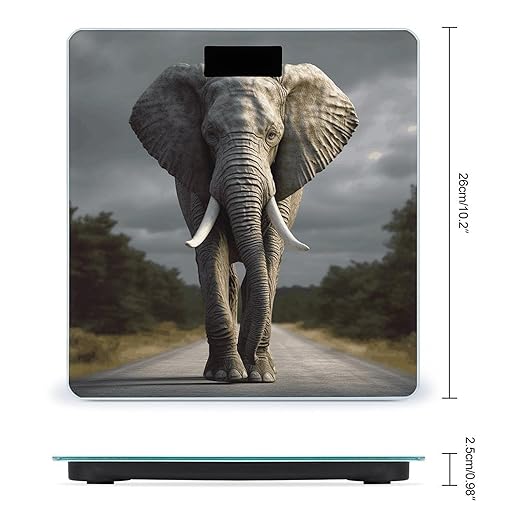 Elephant Scale for Body Weight High Precision Digital Weight Scales with LCD Display Anti-Slip Sturdy Slim Tempered Glass Bathroom Scale for Home Use