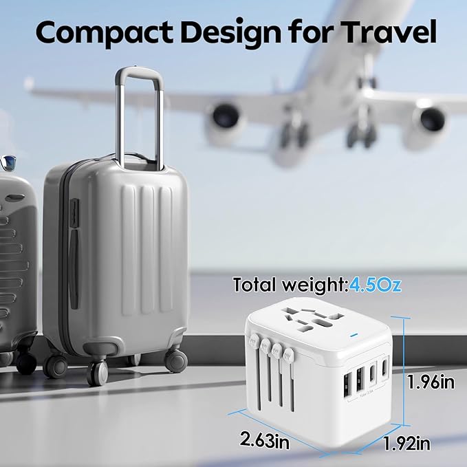 JMFONE Mini Cordless Hair StraightenerPortable Travel Size Flat Iron with International Travel Adapter International Power Plug Adapter with 2 USB-C &amp 2 USB-A