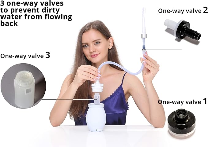 2 Large Opening Vaginal Douche Bottle with Back-Flow Prevention - Vaginal Douche for Women Comes with A Wrench Free of PVC &amp Phthalates &amp BPAs 15 Fl Oz White