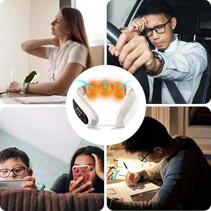 Neck Massager with Heat for Neck Pain Relief and Tension Electric Intelligent Massager with 3 Massage Pads Elderly-Friendly Design Gift Packaging