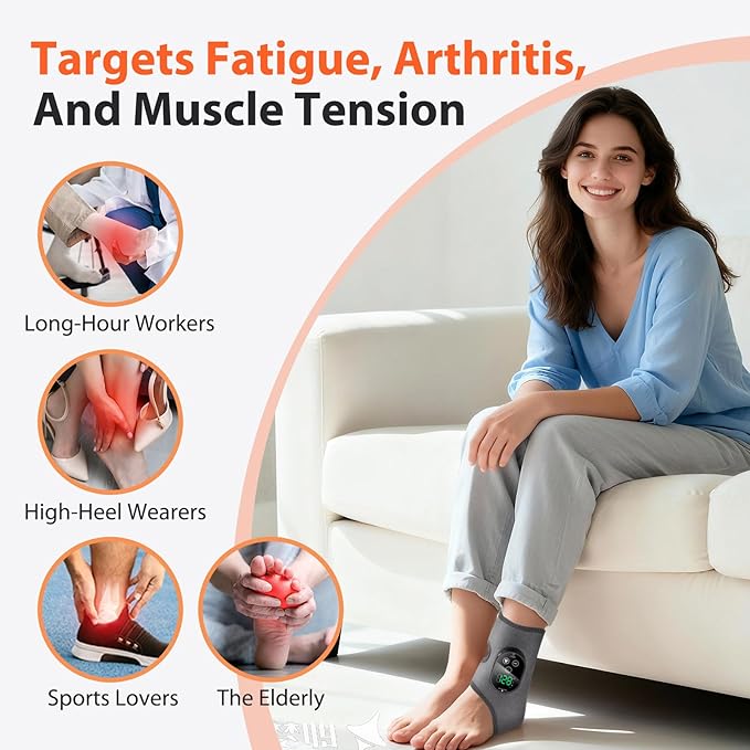Foot Ankle Massager for Pain Relief Cordless Ankle Heating Pad with Massage Foot Massager Heated Ankles Brace Wrap 6 Heats 3 Vibrations