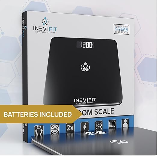 INEVIFIT Bathroom Scale Highly Accurate Digital Bathroom Body Scale Measures Weight up to 400 lbs. Includes Batteries