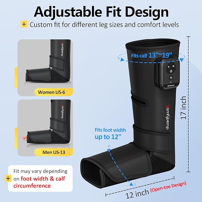 Comfytemp Air Compression Therapy Device K1011 Cordless Leg Massager for Circulation and Pain Relief Portable Foot and Calf Massage Boot Ideal for Dad Men Mom Women Seniors (1 Pack)