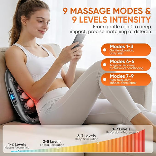 16 Head Massage Gun Deep Tissue Quiet Back Massager for Pain Relief Deep Tissue with 9 Modes and 9 Intensities for Back Shoulders Arm Legs Foot Body