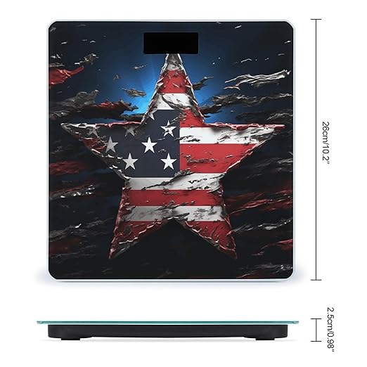 Digital Bathroom Scale for Body Weight Scale with Bright LCD Display High Accuracy Step-On Technology Auto On/Off Flag Stars Digital Scales 400 Lbs /180kg