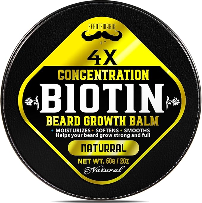 Gifts for Men – Beard Straightener Brush with 5 Heat Settings &amp 2 oz Unscented Biotin Beard Balm – Beard Grooming Kit for Styling Softening &amp Growth