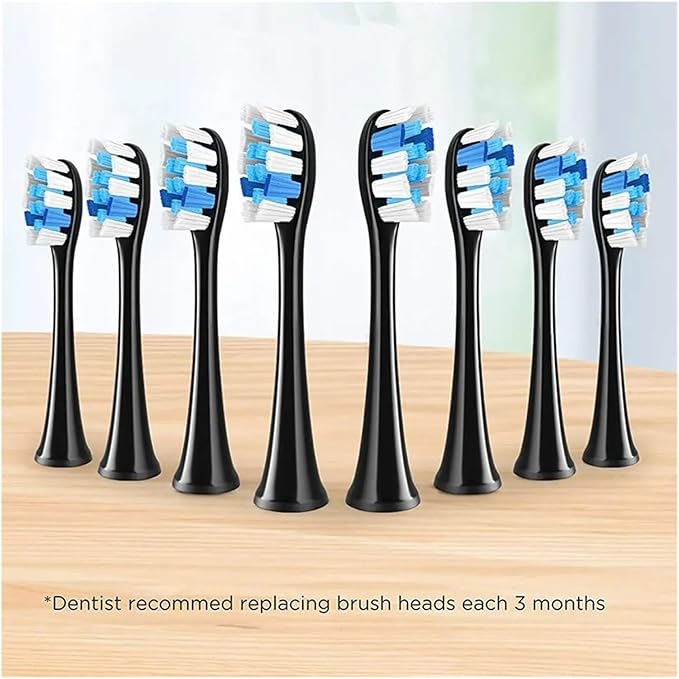 Compatible for Fairywill P11 T9 P80 Toothbrush Heads 16/32pcs(32black)