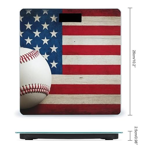Digital Bathroom Weighing Scale Energy Saving Scale Smart Scale for Body Weight Baseball Rustic Wooden American Flag