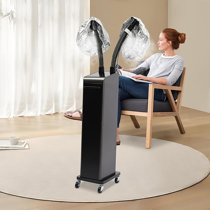 Hair Steamer700W Adjustable Temperature and TimeMulti-Function Standing Hair Steamer with Wheelsfor Hairdressing Salons Barber Shops110V