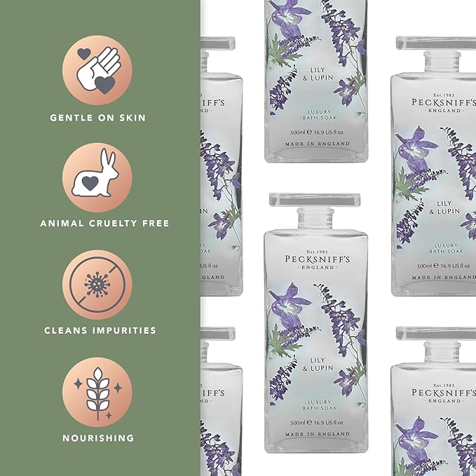 Pecksniff's Lily &amp Lupin Bath Soak Decanter | 500ml/16.9 Fl Oz