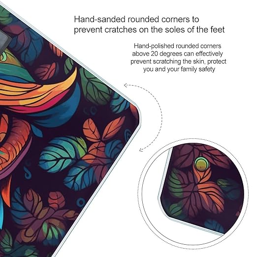 Color Owl Pattern Scale for Body Weight Safe Rounded Corners Tempered Glass Digital Bathroom Scale LED Display 400lb Capacity Weight Scales with High Precision Sensors