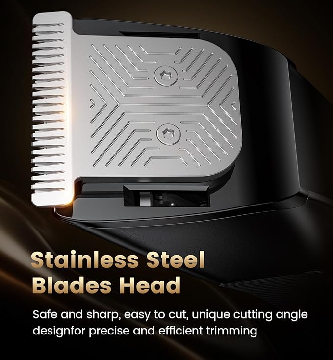 Men's Beard Trimmer-All-in-One Mustache Trimmer with 20 Length Adjustable Stainless Steel T-Blade for Precision Facial Hair Trimming Cordless IPX7 Waterproof Wet/Dry ClipperLED Display